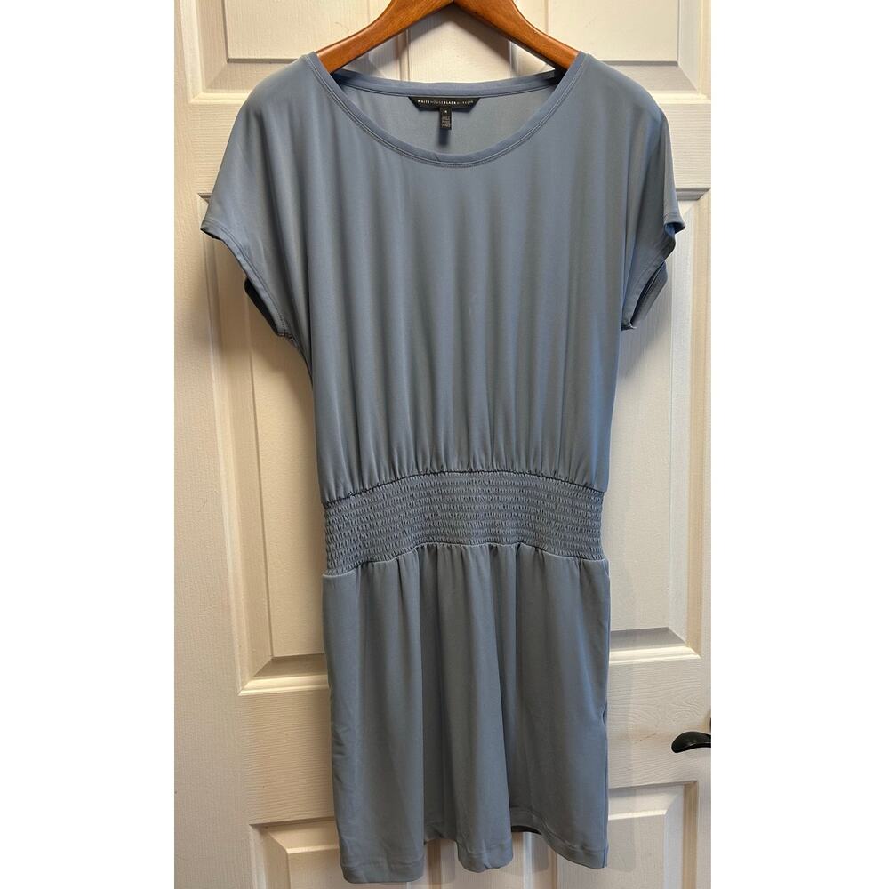 White House Black Market Light Blue Smocked Waist Dolman Sleeve Dress, Size S
